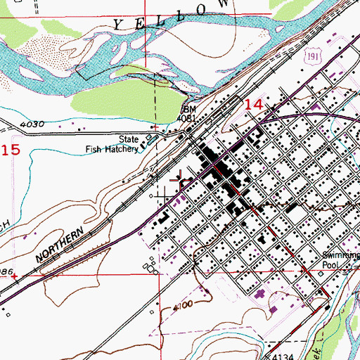 Topographic Map of Sweet Grass County Sheriff's Office, MT