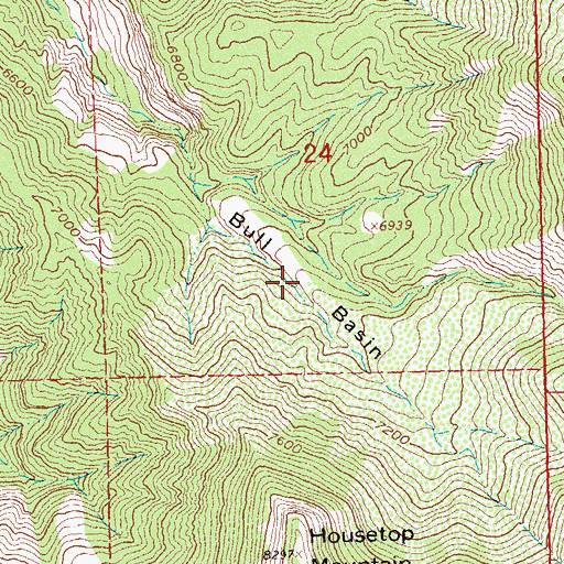 Topographic Map of Bull Basin, CO