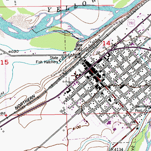 Topographic Map of Sweet Grass County Courthouse, MT