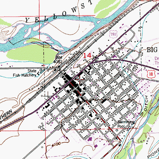 Topographic Map of Big Timber Church of God, MT