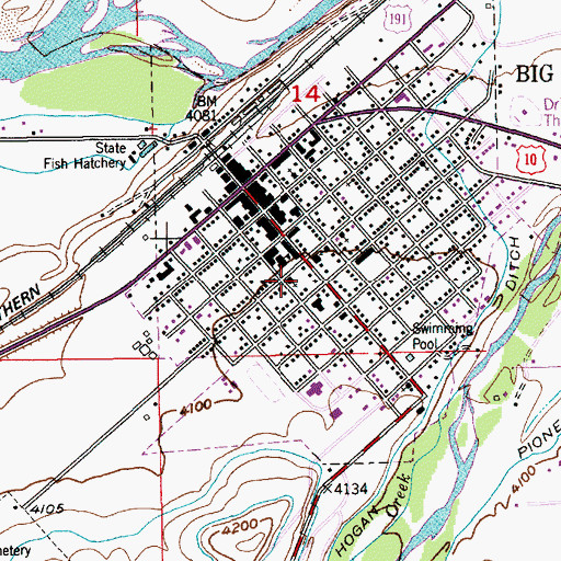 Topographic Map of Big Timber Lutheran Church, MT