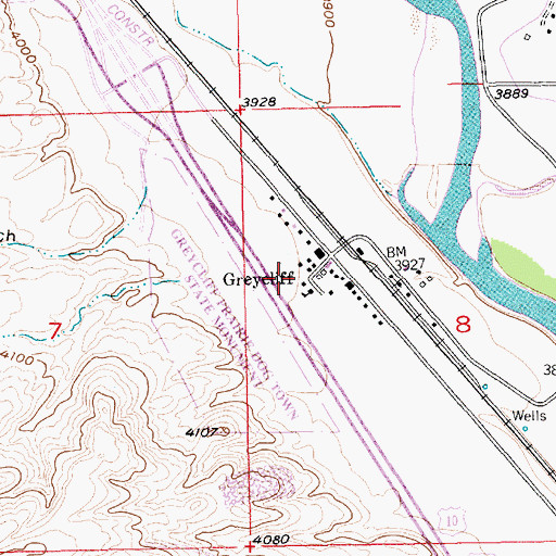 Topographic Map of Greycliff Post Office, MT
