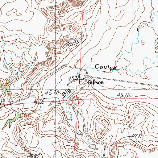Topographic Map of Gibson Post Office (historical), MT