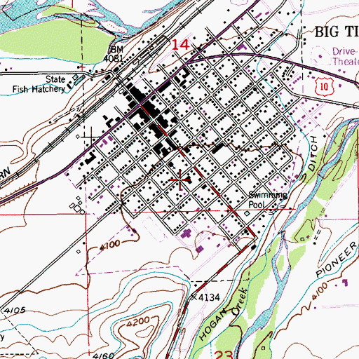 Topographic Map of Sweet Grass Family Medicine Clinic, MT