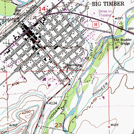 Topographic Map of Lions Club Park, MT