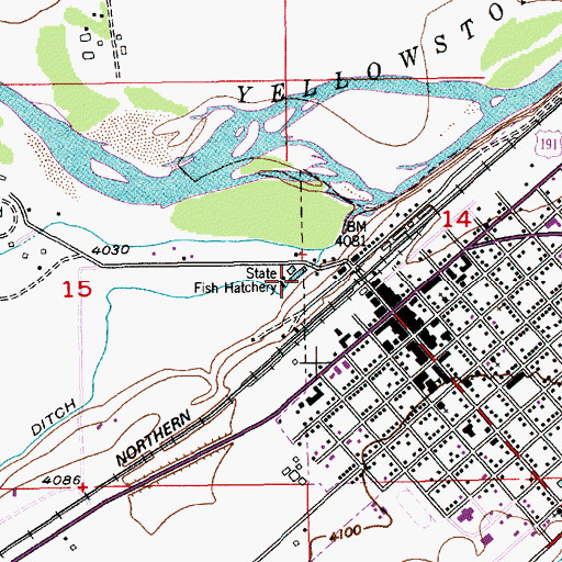 Topographic Map of Yellowstone River Trout Hatchery, MT
