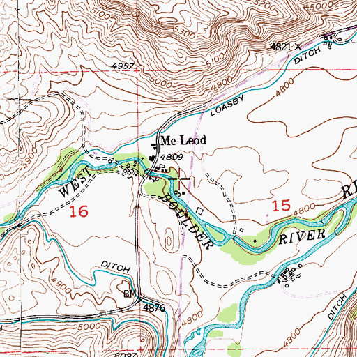 Topographic Map of McLeod Resort, MT