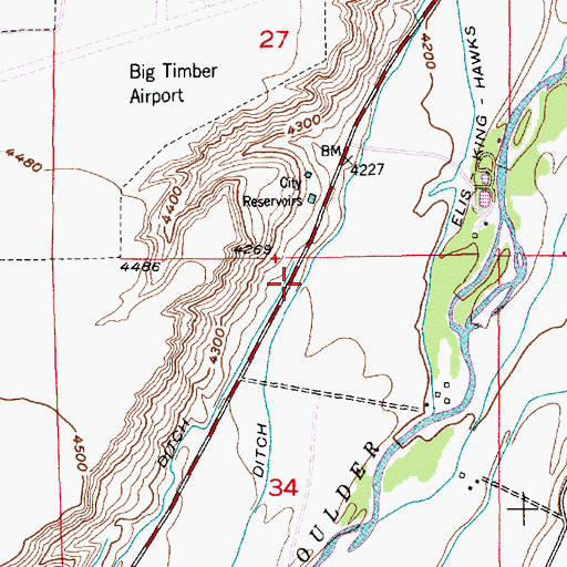 Topographic Map of Spring Creek Camp and Trout Ranch, MT