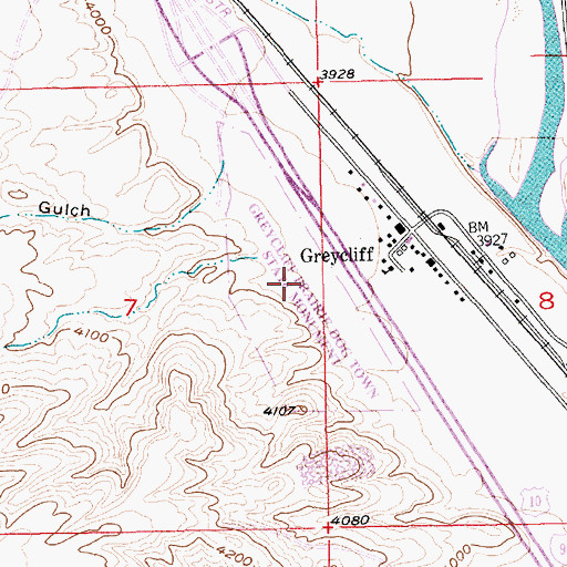 Topographic Map of Greycliff Prairie Dog Town, MT