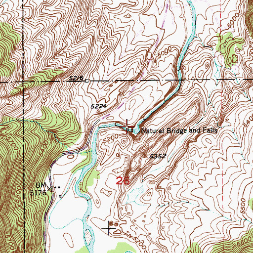 Topographic Map of Natural Bridge State Park, MT
