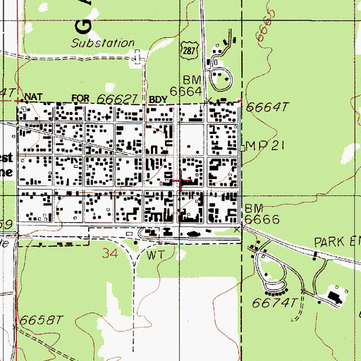 Topographic Map of West Yellowstone Public Schools, MT