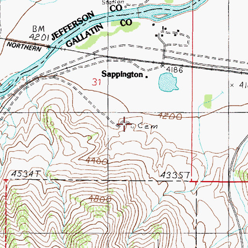Topographic Map of Sappington Cemetery, MT