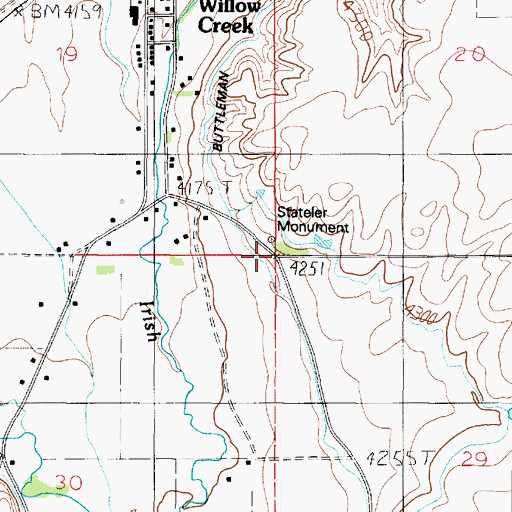 Topographic Map of Stateler Cemetery, MT