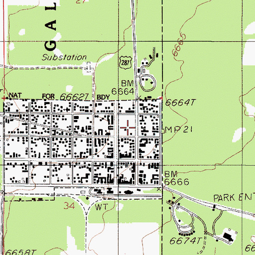 Topographic Map of West Yellowstone Town Park, MT