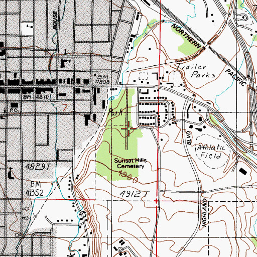Topographic Map of Cemetery Park, MT