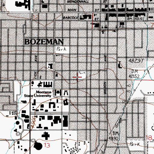 Topographic Map of Southside Park, MT