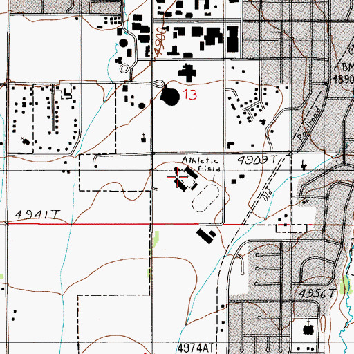 Topographic Map of Reno H Sales Football Stadium, MT