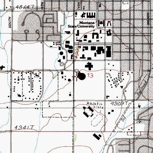 Topographic Map of Brick Breeden Fieldhouse, MT