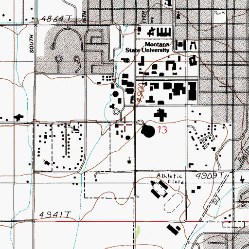 Topographic Map of Foundation and Alumni Center, MT