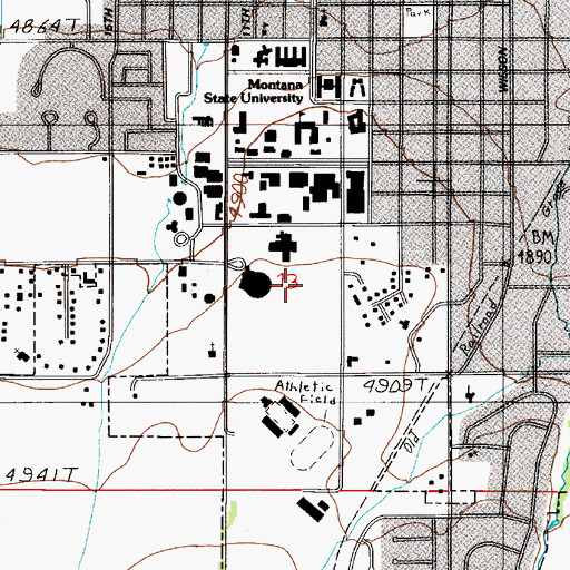 Topographic Map of Bobcat Tennis Center, MT