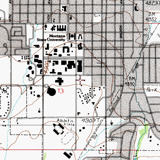 Topographic Map of Plew Physical Plant, MT