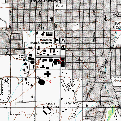 Topographic Map of Roberts Hall, MT