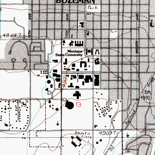 Topographic Map of Roland R Renne Library, MT