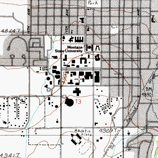 Topographic Map of Arthur J M Johnson Hall, MT
