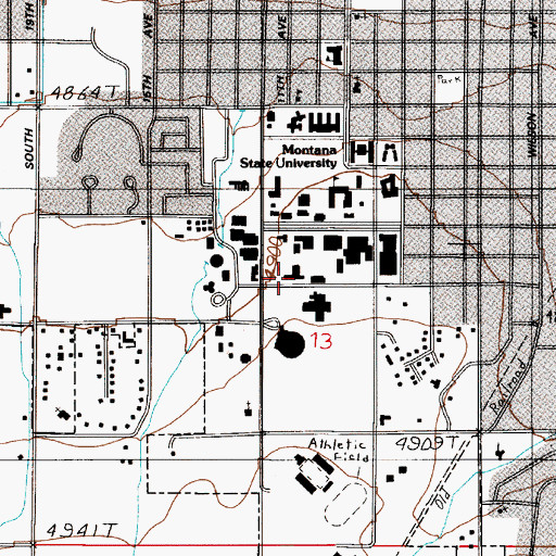 Topographic Map of Gaines Hall, MT