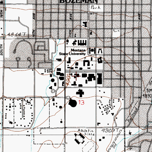 Topographic Map of Reid Hall, MT