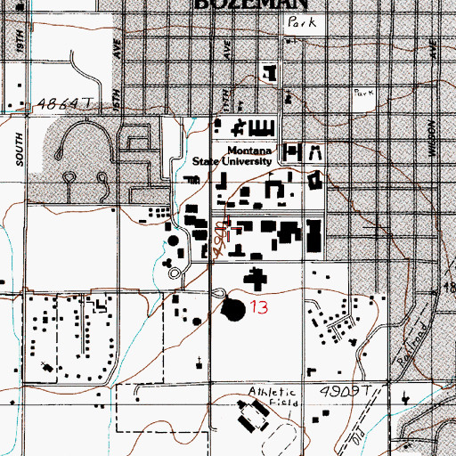 Topographic Map of Traphagen Hall, MT