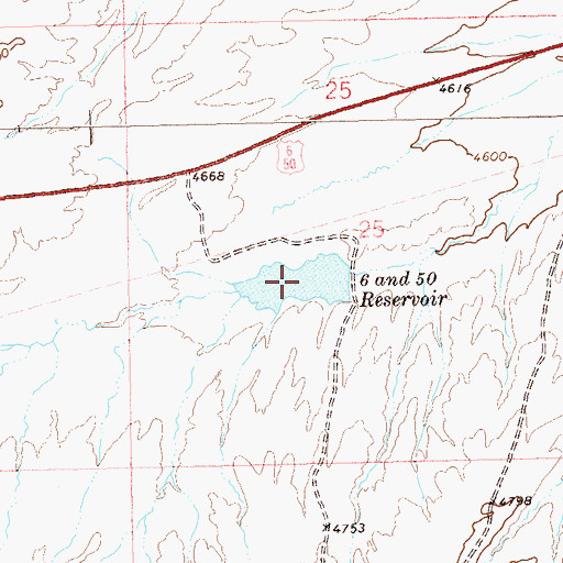 Topographic Map of 6 and 50 Reservoir, CO
