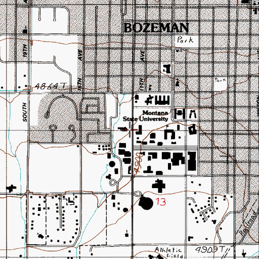 Topographic Map of Linfield Hall, MT