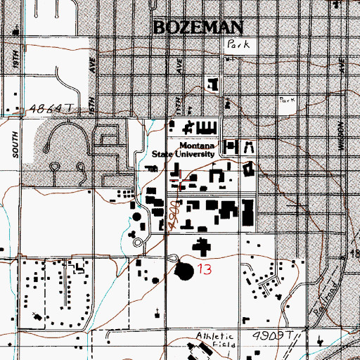 Topographic Map of Leon Johnson Hall, MT