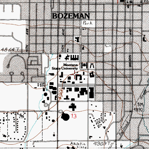 Topographic Map of Wilson Hall, MT