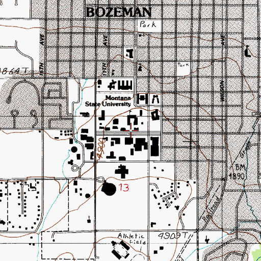 Topographic Map of Hamilton Hall, MT