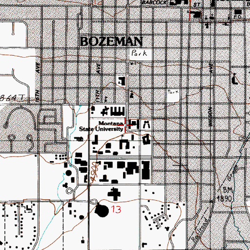 Topographic Map of Hapner Hall, MT