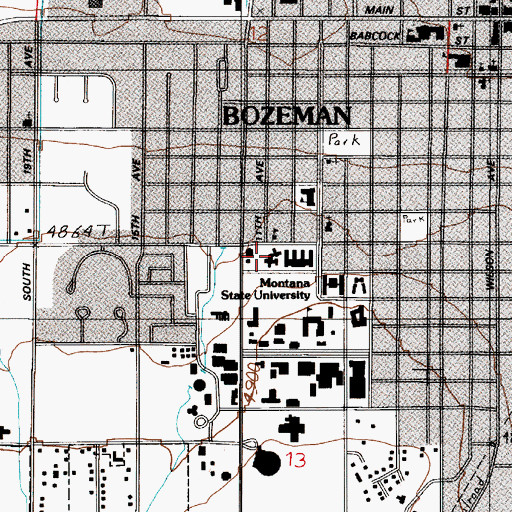 Topographic Map of Langford Hall, MT