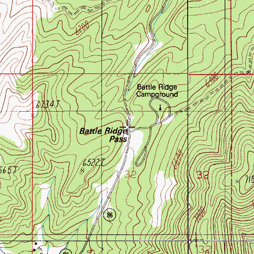 Topographic Map of Battle Ridge, MT