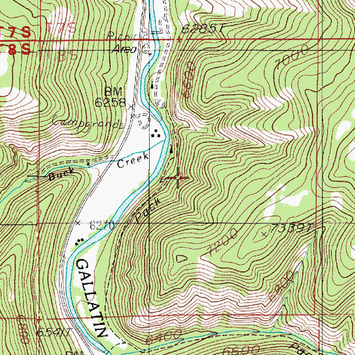 Topographic Map of Red Cliff, MT