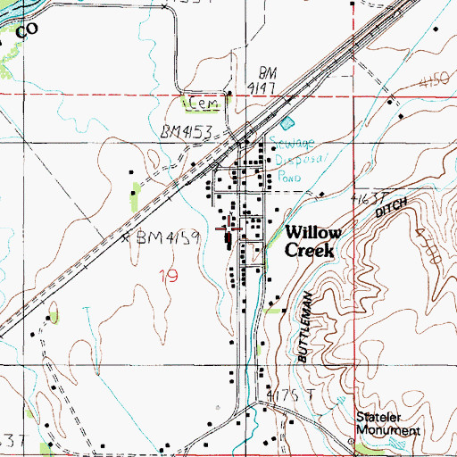 Topographic Map of Willow Creek, MT