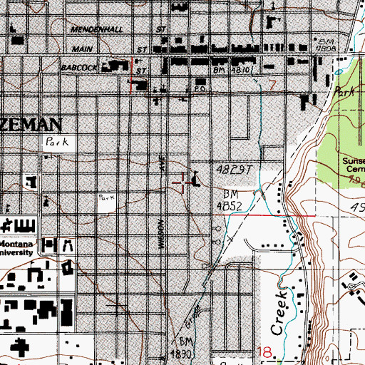 Topographic Map of Longfellow School, MT