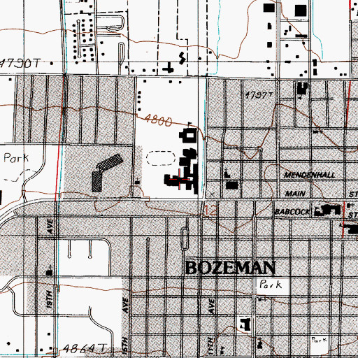 Topographic Map of Bozeman High School, MT