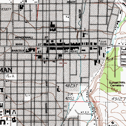 Topographic Map of Hall High School, MT