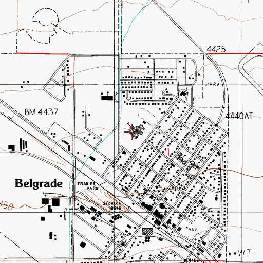 Topographic Map of Belgrade High School, MT