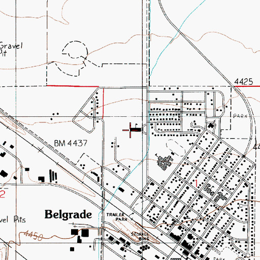 Topographic Map of Belgrade Intermediate School, MT