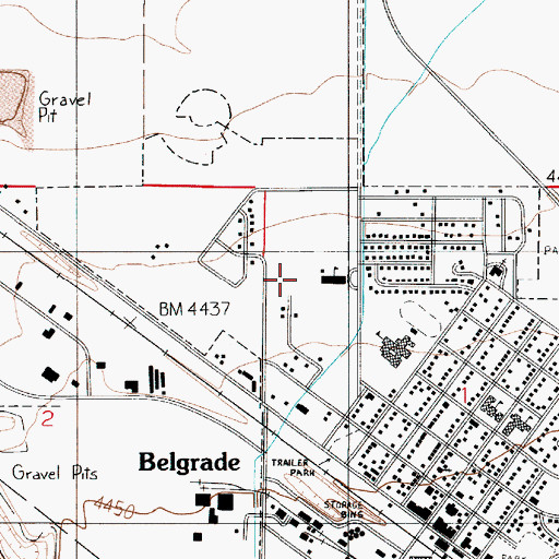 Topographic Map of Belgrade Middle School, MT