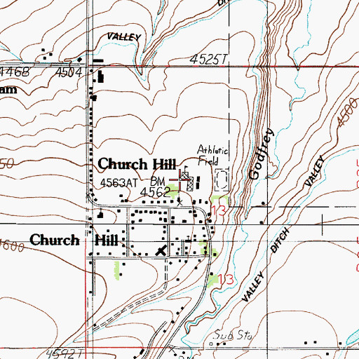 Topographic Map of Manhattan Christian School, MT