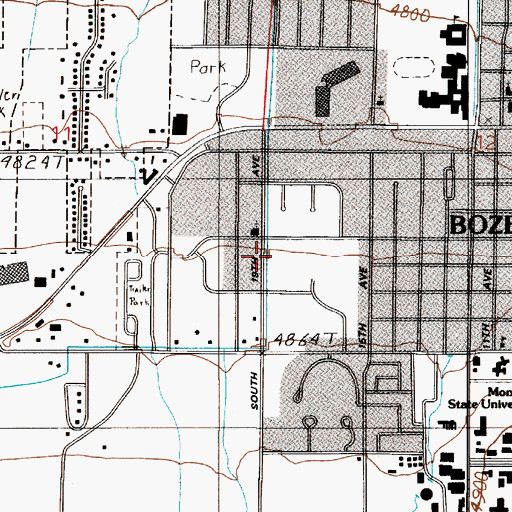 Topographic Map of Bozeman Fire Department Station 2, MT