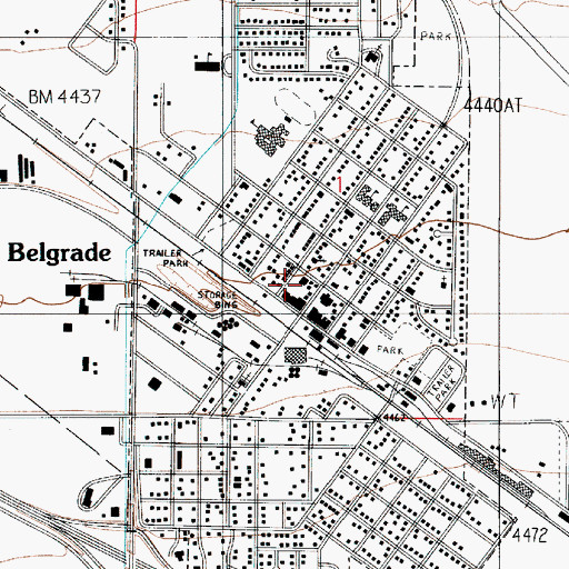 Topographic Map of Belgrade Post Office, MT